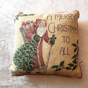 Riverdale Decorative Christmas Santa Pink Tapestry Pillow